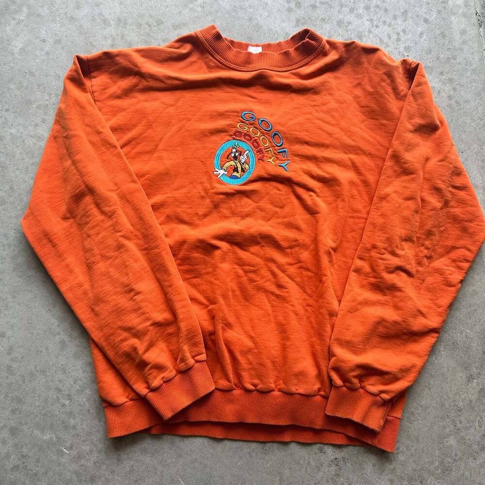 Vintage Mickey & Co Goofy Embroidered Orange Crewneck
